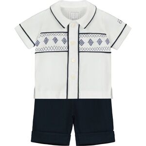 White and Navy Baby Outfit
